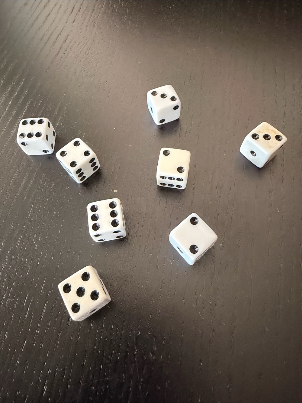 White Gaming Dice Set with Black Pips - Standard Six-Sided Dice